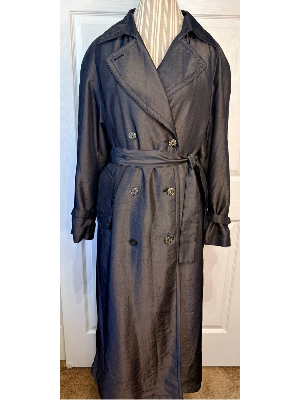 LONDON FOG Tempo Europa Charcoal Trench Coat Thermal Insulation~10